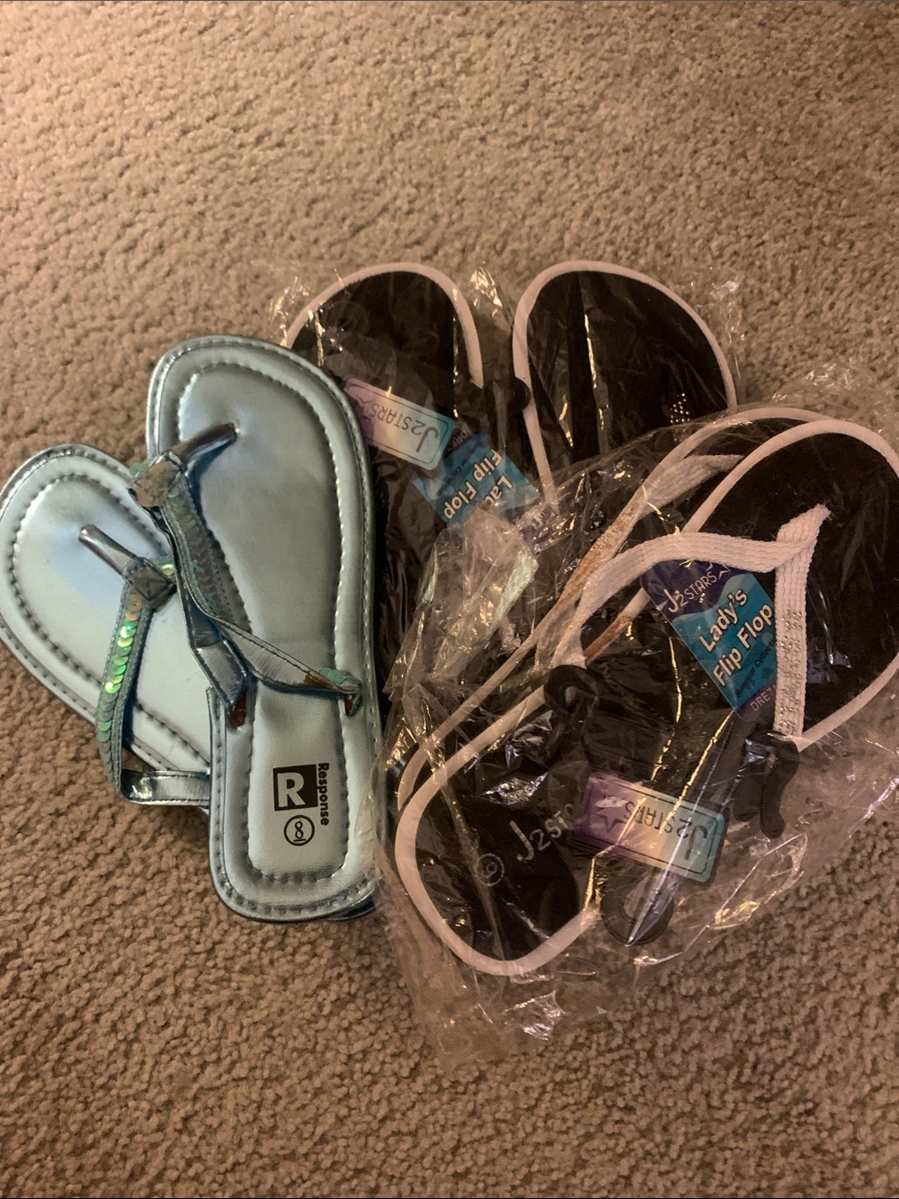 3 Pairs of Size 8 Flips Flops